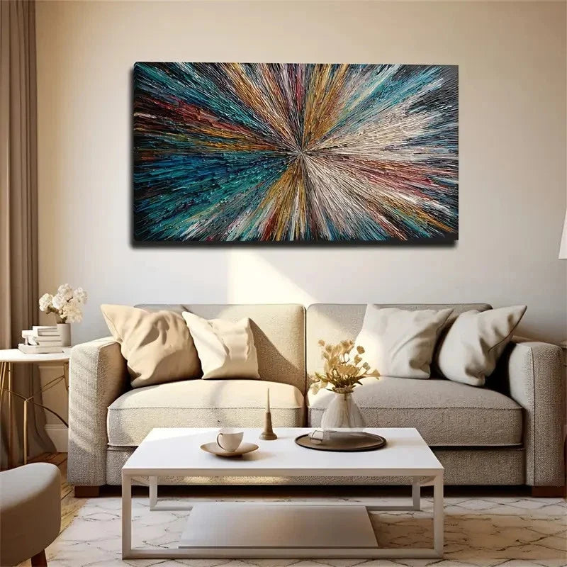 Modern Blue Green Turquoise Wall Art Canvas Office Home Room Framed 120x60cm