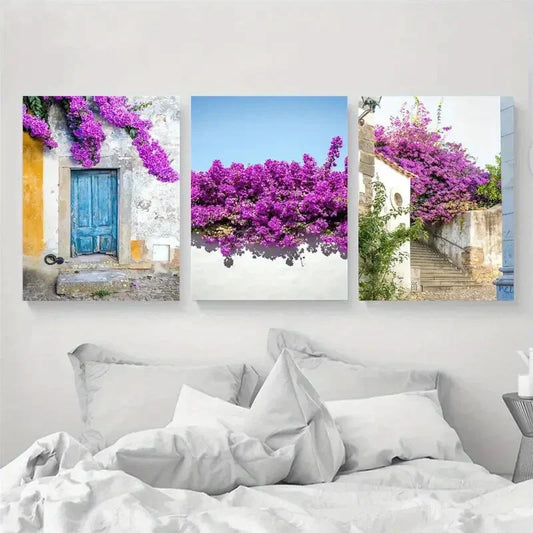 3pcs Obidos Street Photography Mural Metal Print Ready to Hang Art