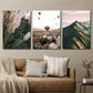 3pcs Plants Pampas Grass Mountains And Hot Air Metal Print Ready to Hang Art