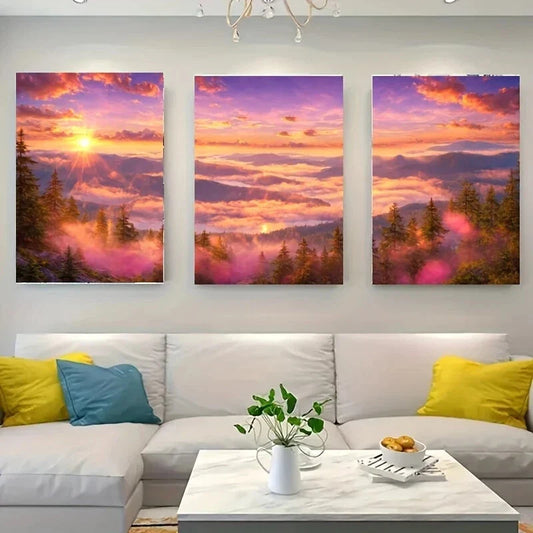 3pcs A Breathtaking Sunset White Wolf Shrouded Metal Print Ready to Hang Art