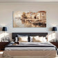 Serene River & Boats Vintage Wall Art Canvas Office Home Room Framed 120x60cm
