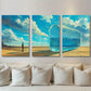 3pcs White Clouds Iceberg Man Standing On Ground Metal Print Ready to Hang Art
