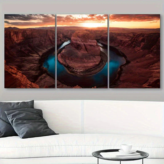 3pcs River Bay Deco Modern Contemporary Metal Print Ready to Hang Art