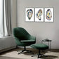 3pcs Vibrant Blue & Purple Oyster Shell Metal Print Ready to Hang Art