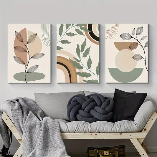 3pcs Abstract Sage Green Bohemian Canvas Framed 40x60cm - High Quality Print 100% Australian Made Wall Canvas Ready to Hang