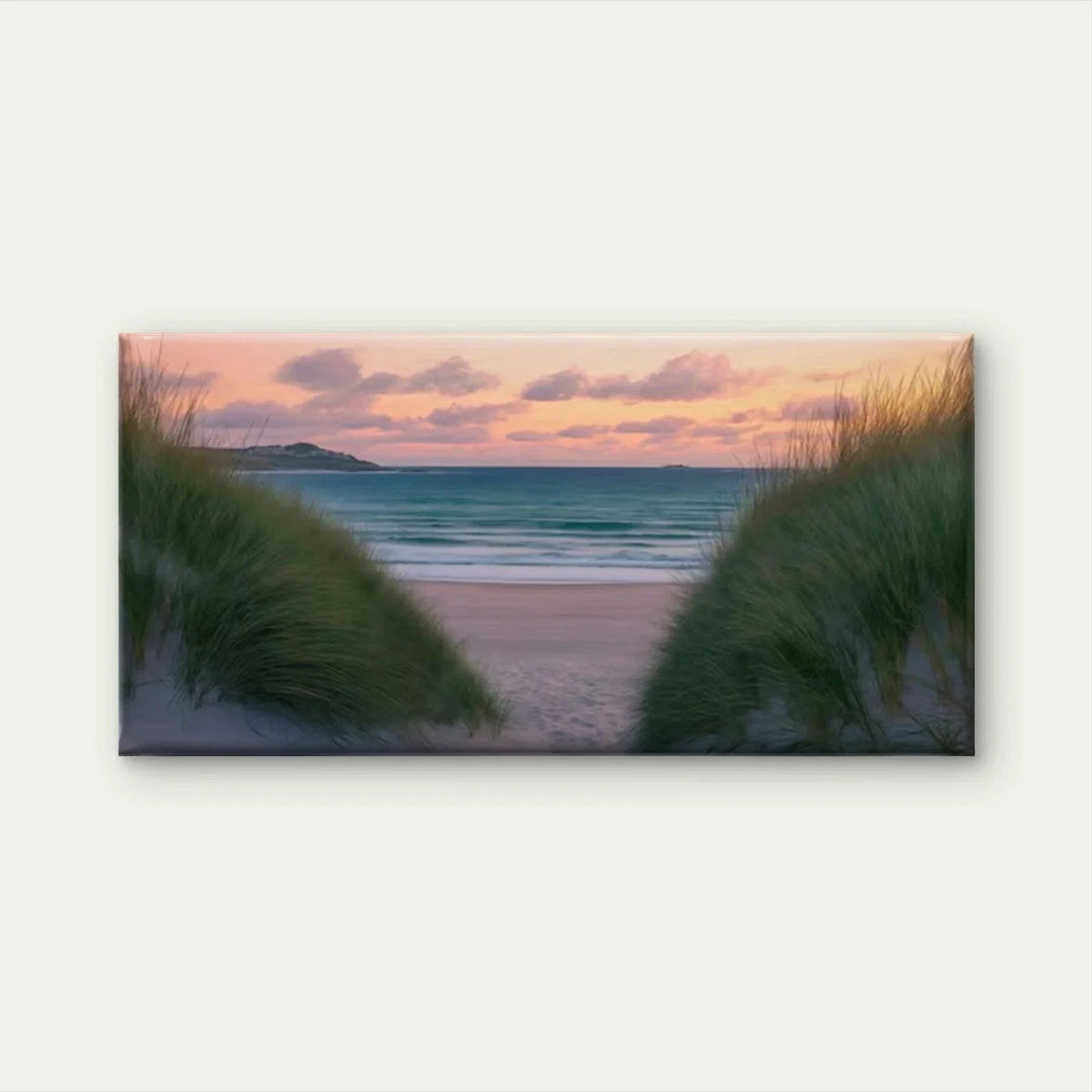 Minimalist Sunset Beach Wall Art Canvas Office Home Room Framed 80x45cm