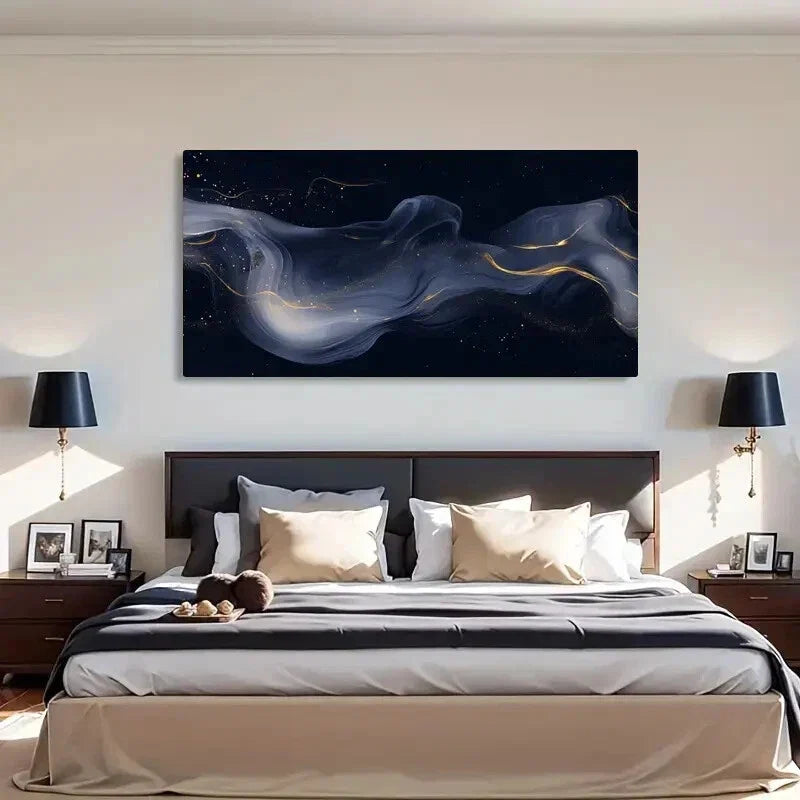 Classic Abstract Smoke Design Wall Art Canvas Office Home Room Framed 80x45cm