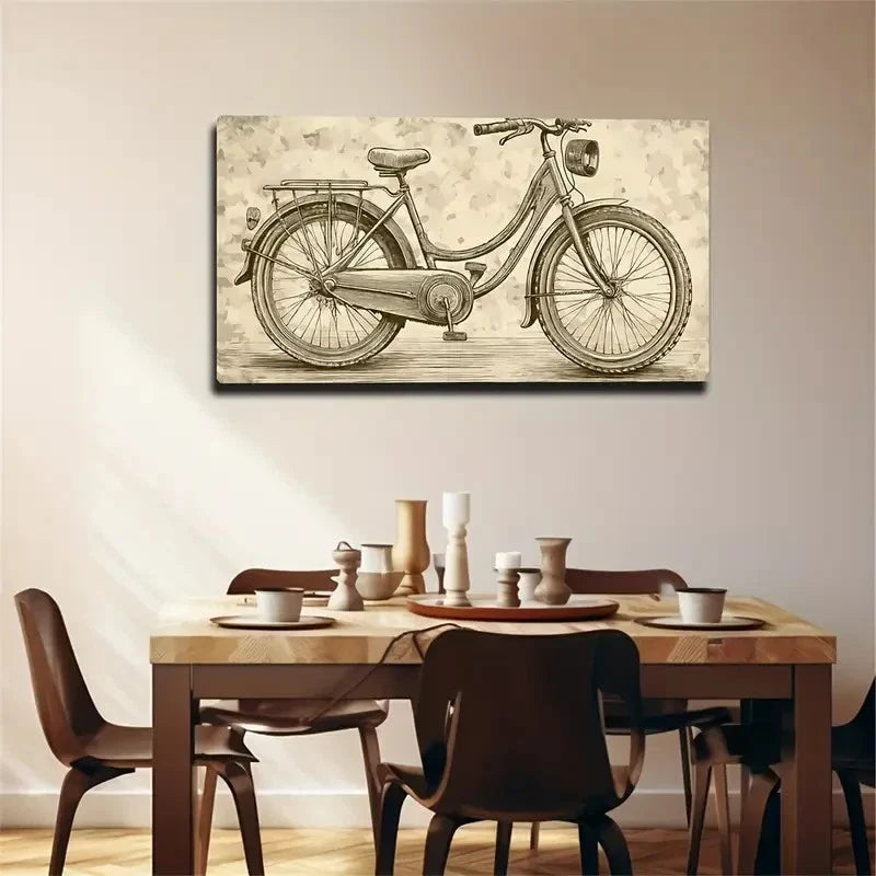 Vintage Bicycle Wall Art Canvas Office Home Room Framed 80x45cm