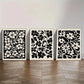 3pcs Artistic Premium Bohemian Style Floral Art Metal Print Ready to Hang Art