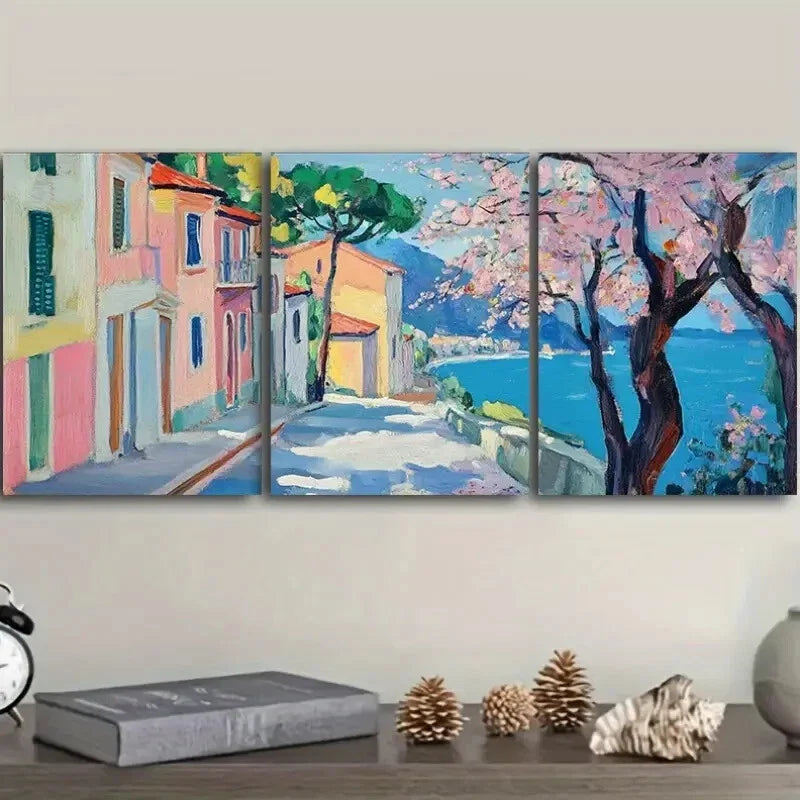 3pcs The cherry blossoms open. (5) Wall Art Set Canvas Framed 40x60cm - High Quality Print 100% Australian Made Wall Canvas Ready to Hang