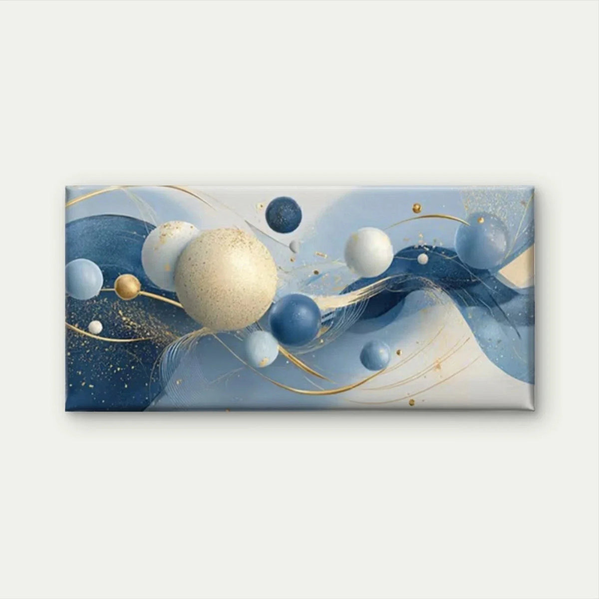 Blue White Golden Beige Wall Art Canvas Office Home Room Framed 120x60cm