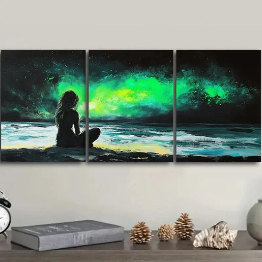 3pcs  See the aurora Art Painting Metal Print Ready to Hang Art
