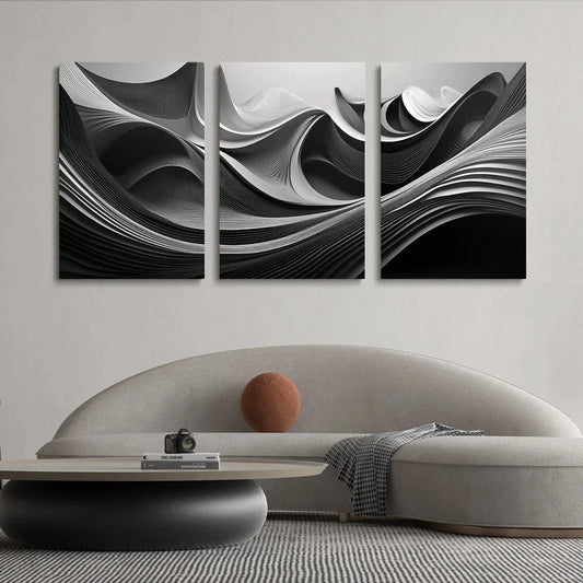 3pcs Beautiful Geometric Abstract Metal Print Ready to Hang Art