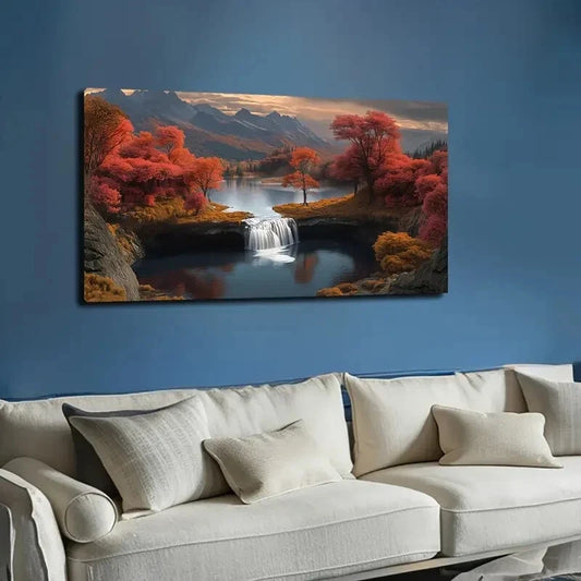 Majestic Mountain & Autumn Wall Art canvas office home room framed 120x60cm