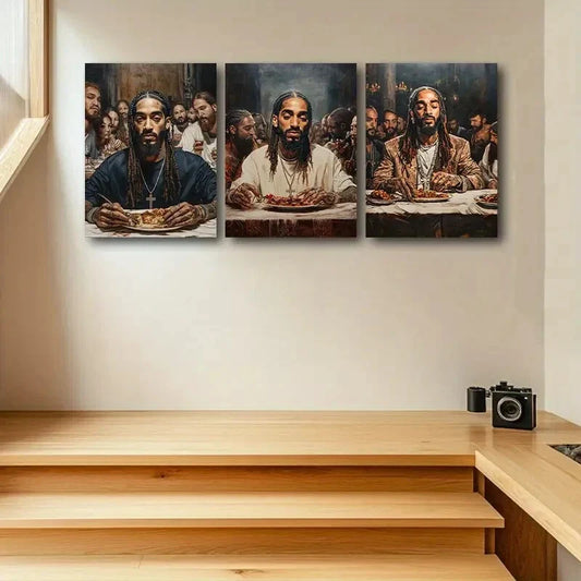 3pcs The big eating contest Metal Print Ready to Hang Art