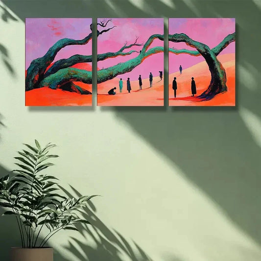 3pcs The pink desert Metal Print Ready to Hang Art