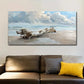 Blue Beach Wood Painting wall canvas office home room framed 80x45cm