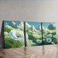3pcs Deco Modern Contemporary White Poppy Wall Art Set Canvas Framed 40x60cm - High Quality Print 100% Australian Made Wall Canvas Ready to Hang