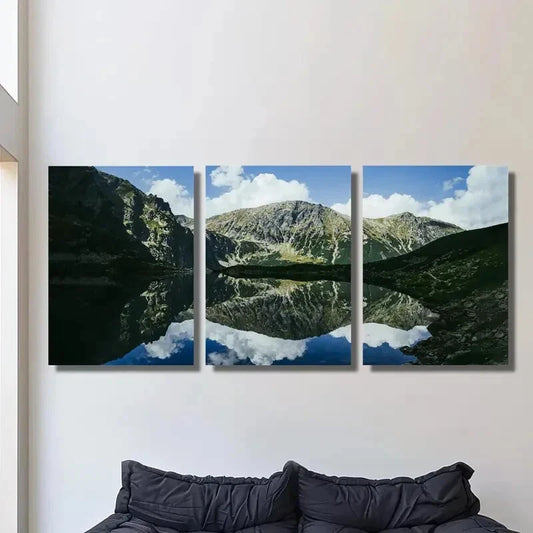 3pcs The Alpine Lake Scenery of The Tatra Mount Metal Print Ready to Hang Art