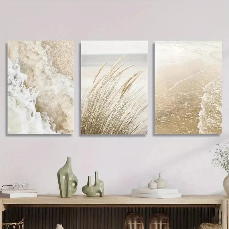 3pcs Beach coast art, seaside plant Metal Print Ready to Hang Art