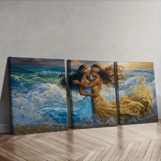 3pcs Sea goddess Wall Art Set Canvas Framed 40x60cm - High Quality Print 100% Australian Made Wall Canvas Ready to Hang