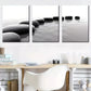 3pcs Simple Modern Black and White Stones Water  Wall Art Set Canvas Framed 40x60cm - High Quality Print 100% Australian Made Wall Canvas Ready to Hang