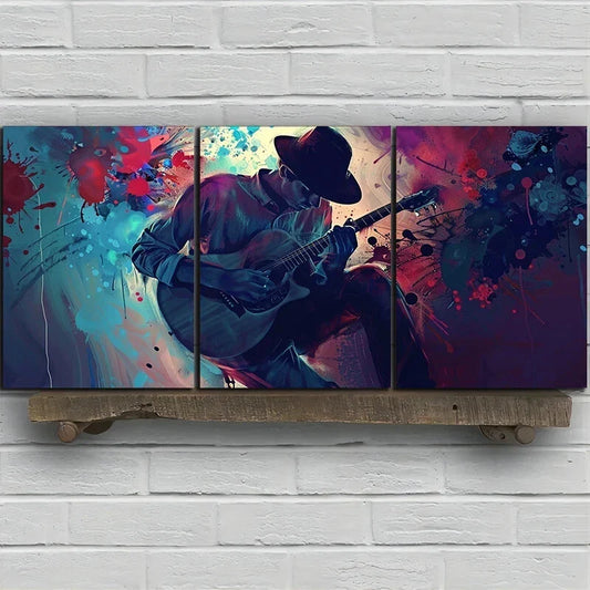 3pcs Guitar Abstract Musician Metal Print Ready to Hang Art