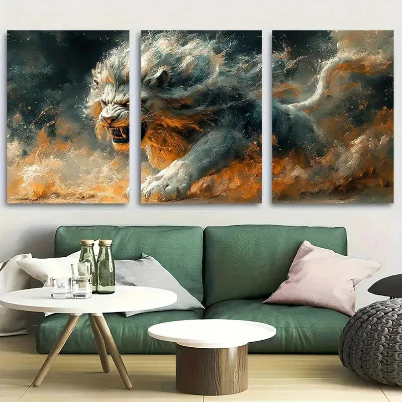 3pcs Greek Mythological Creature Lion Metal Print Ready to Hang Art