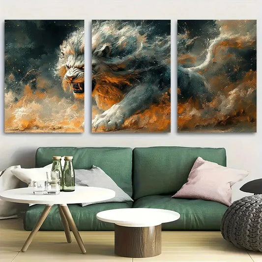 3pcs Greek Mythological Creature Lion Metal Print Ready to Hang Art