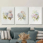 3pcs Watercolor Designs of Light Blue And Pink Metal Print Ready to Hang Art