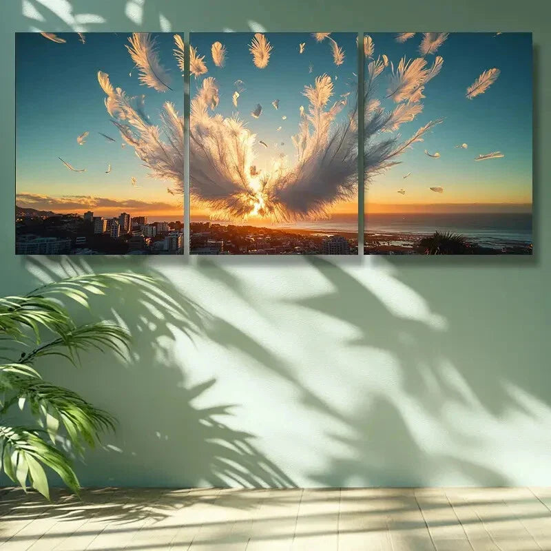3pcs Sunset in Cape Town Metal Print Ready to Hang Art