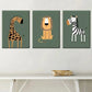 3pcs Featuring a Giraffe, Lion, And Zebra Metal Print Ready to Hang Art