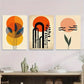 3pcs Modern Abstract Vibrant Orange and Black Metal Print Ready to Hang Art