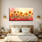 Growing Sunflowers In Red Tones Wall Art Canvas Office Home Room Framed 120x60cm