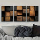 3pcs Featuring Dark Textured Wooden Blocks Metal Print Ready to Hang Art