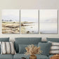 3pcs Serene Watercolor Landscape with Sandy Shore Metal Print Ready to Hang Art