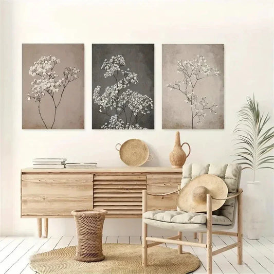 3pcs  botanical nordic painting  Metal Print Ready to Hang Art