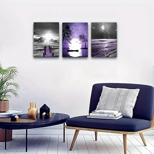3pcs  Black And White Wall Painting  Metal Print Ready to Hang Art