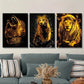 3pcs Featuring Golden Animal Portraits of Bears Metal Print Ready to Hang Art