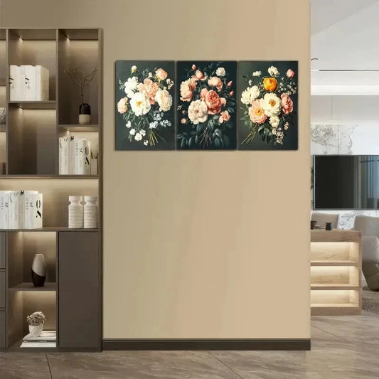 3pcs Vintage Flower Decoration Classic Art Poster Metal Print Ready to Hang Art