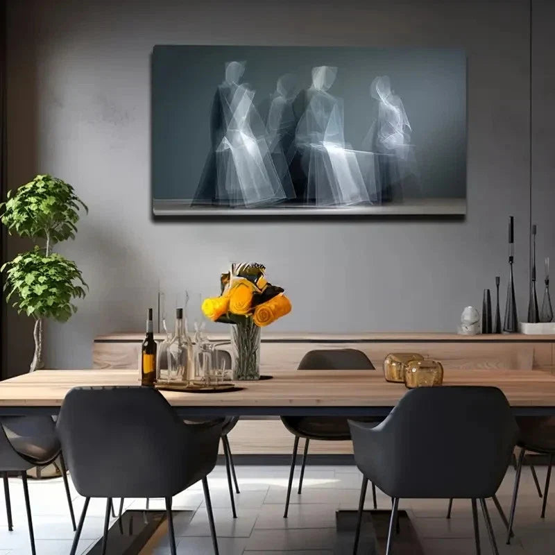 Vibrant Transparent Figures Wall Art Canvas Office Home Room Framed 80x45cm