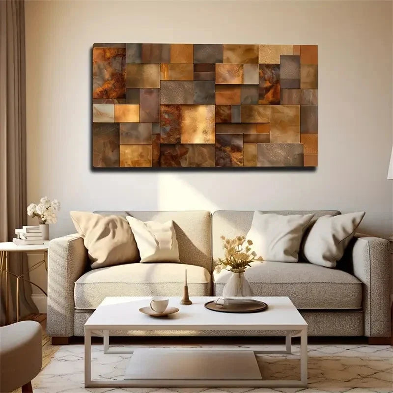 Abstract Square Collage Wall Art Canvas Office Home Room Framed 120x60cm