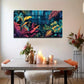 Vibrant Tropical Leaf Blue Wall Art Canvas Office Home Room Framed 120x60cm