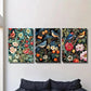 3pcs Plants flowers, birds, watercolor painting, Metal Print Ready to Hang Art