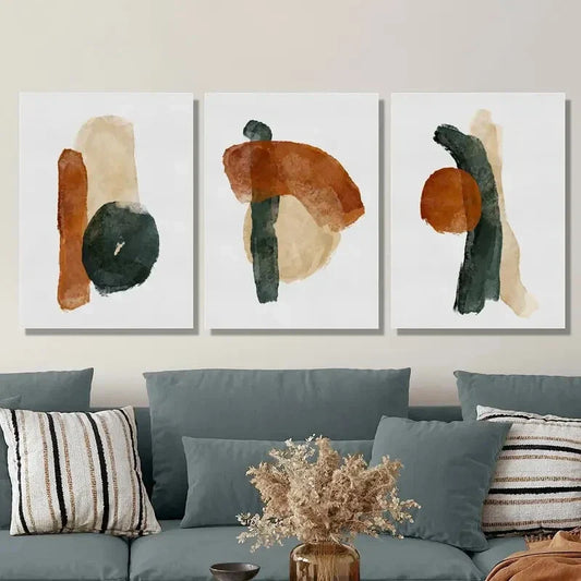 3pcs abstract color art, rust texture, terracotta Metal Print Ready to Hang Art