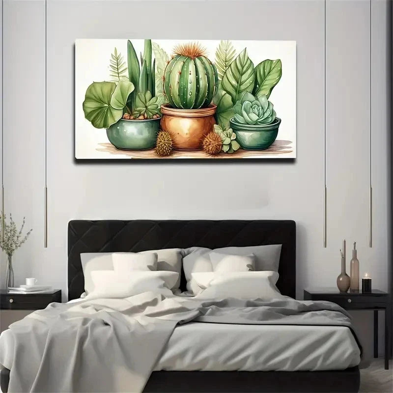 Modern Succulent Plant Wall Art Canvas Office Home Room Framed 120x60cm