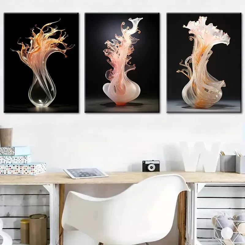 3pcs Simple Style Fashion art glass bottles Wall Art Set Canvas Framed 40x60cm - High Quality Print 100% Australian Made Wall Canvas Ready to Hang