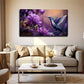 Hummingbird & Purple Flowers Wall Art Canvas Office Home Room Framed 80x45cm