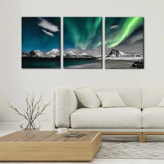 3pcs Natural Scenery Stunning Green Black Metal Print Ready to Hang Art