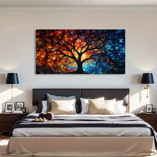 Abstract Colored Tree Life Wall Art Canvas Office Home Room Framed 120x60cm
